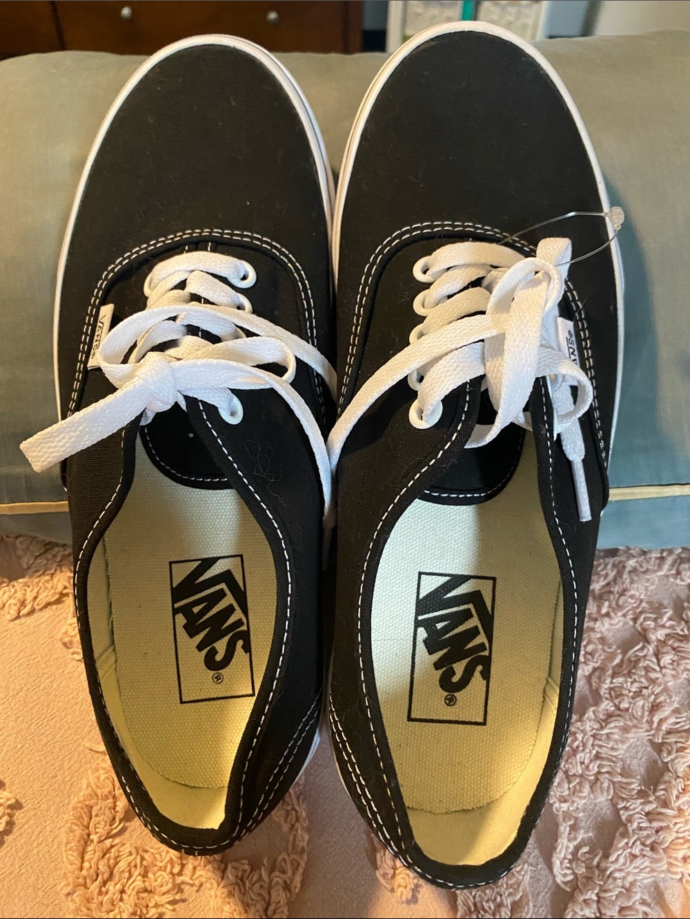 Vans Black Canvas Low-Top Lace-Up Sneakers with White Laces